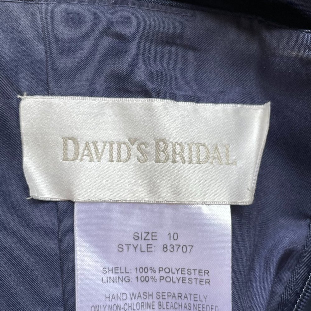 David's Bridal Charmeuse Sheath Navy Blue Style # 83707 - Picture 7 of 8
